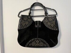 Rafe New York Suede With Leather and stud Accents Black Bag.